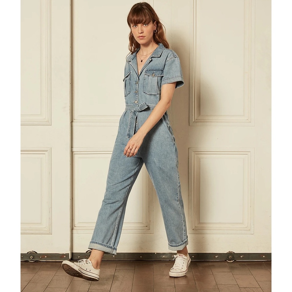 Free People Boyish Westley Coverall Boiler Denim Jumpsuit Small (no tags!)